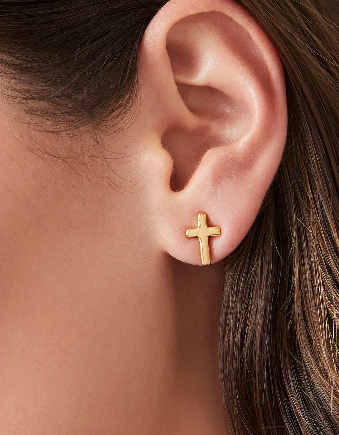 Gold Cross Stud Earring