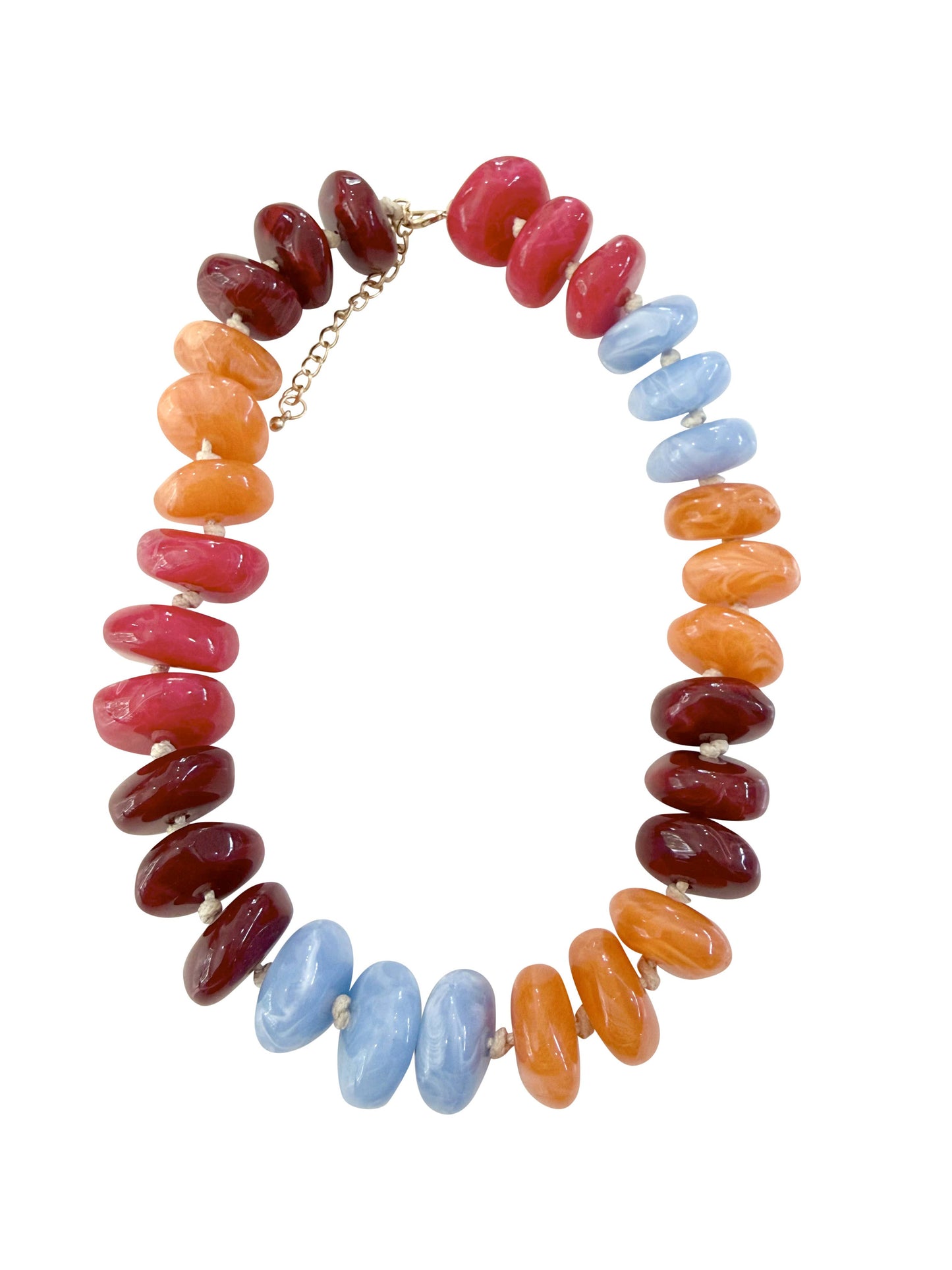 Maroon/Orange Mix Delray Chunky Beaded Necklace