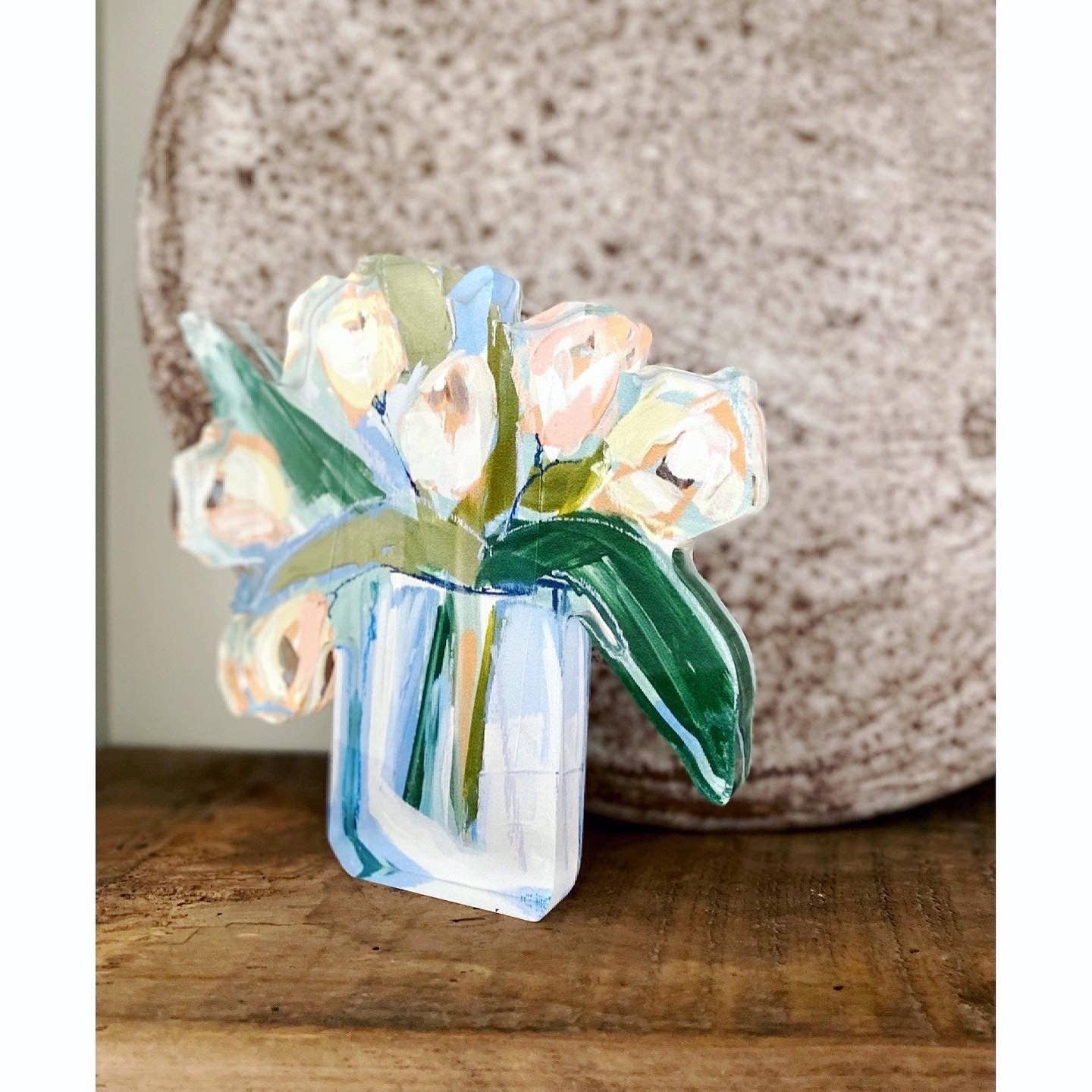 Large White Tulips Acrylic Block