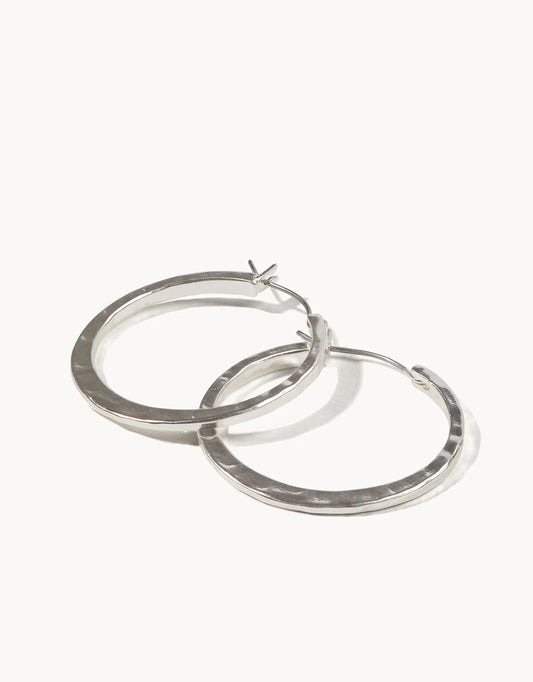 Textured Silver Hoop