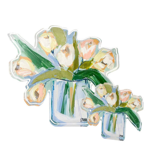 Large White Tulips Acrylic Block