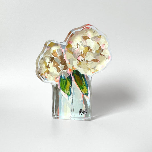 Bitty Two Hydrangea Blooms Acrylic Block
