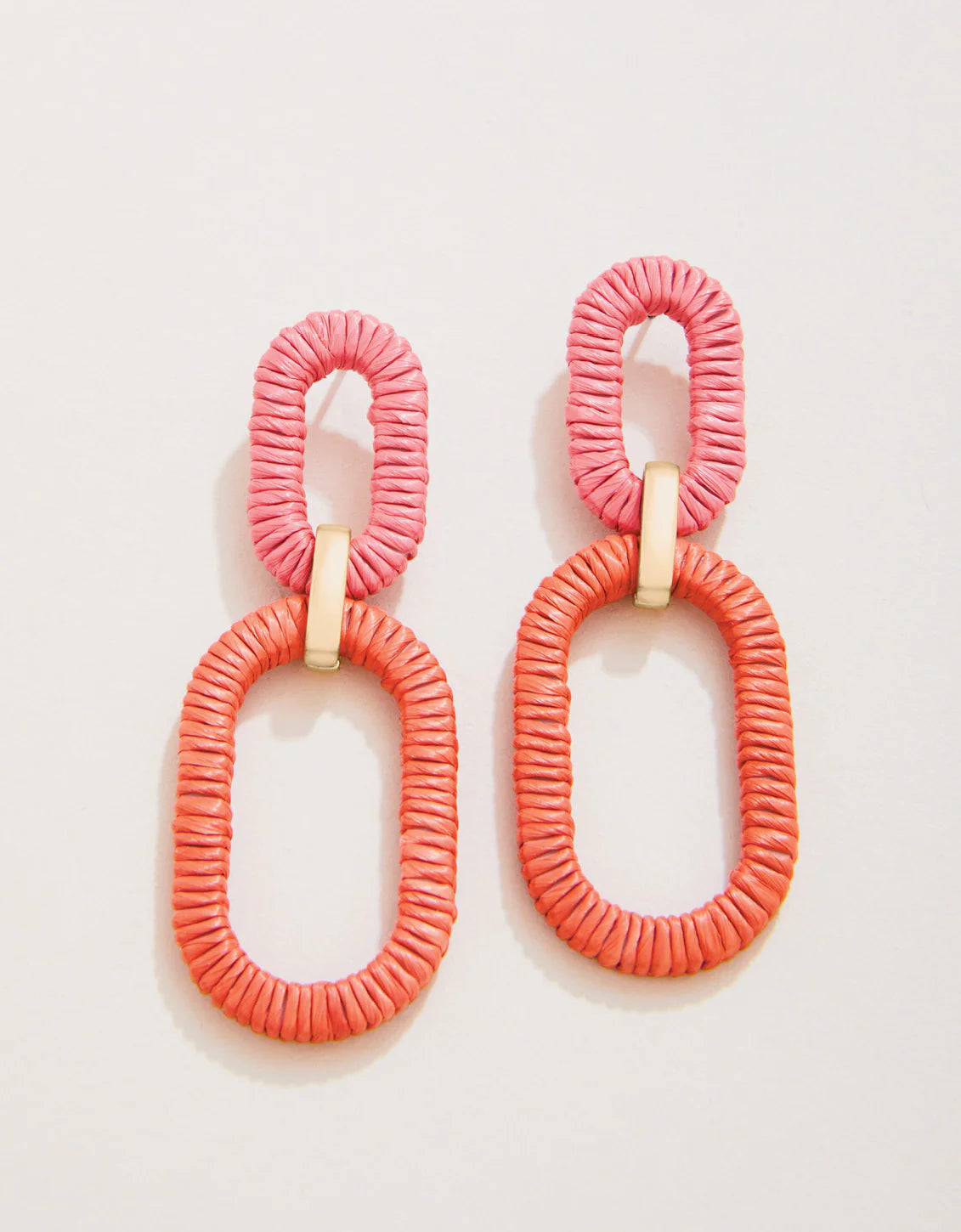 Pink and Red Straw Link Earring