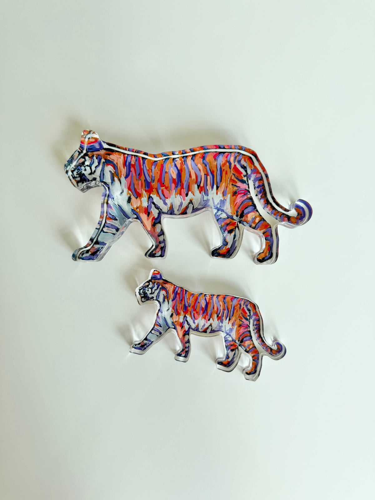 Mini "Tiger Purple & Orange" Walking Tiger Acrylic Shelfie