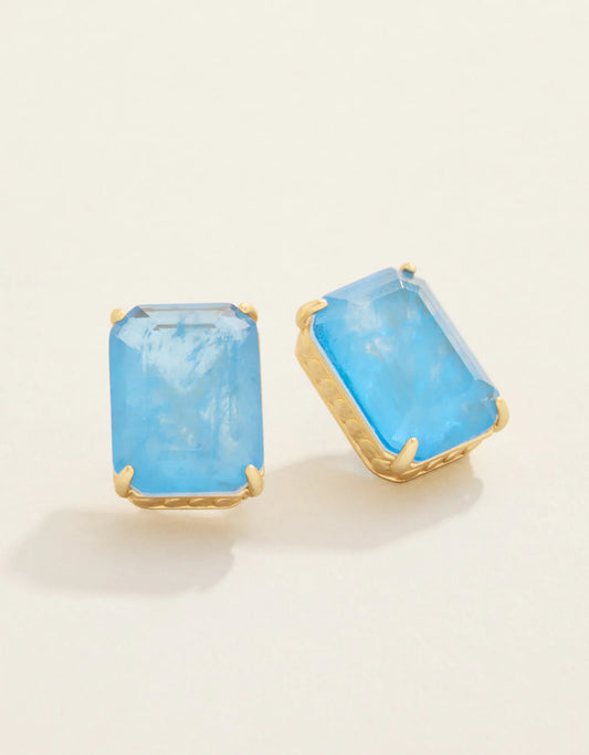 Naiad Rectangle Stud Blue Earring