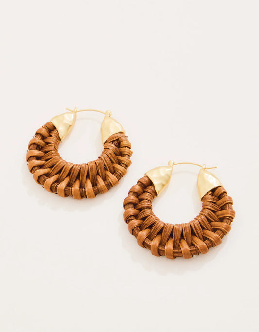 Wicker Hoop Earring- Brown