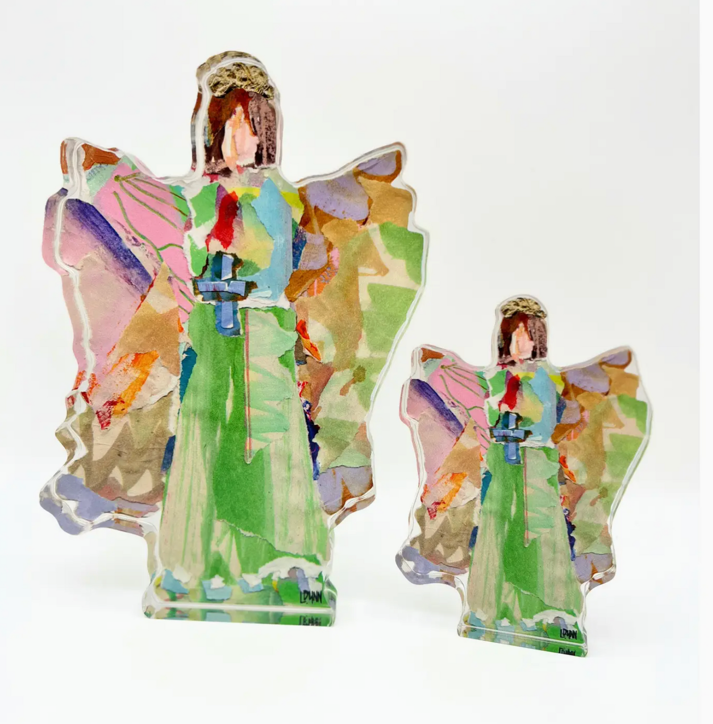 Bitty Kathleen Green Angel Acrylic Block