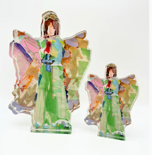 Bitty Kathleen Green Angel Acrylic Block