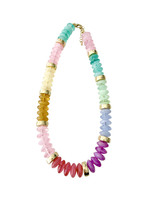 Rainbow Calloway Beaded Disc Necklace