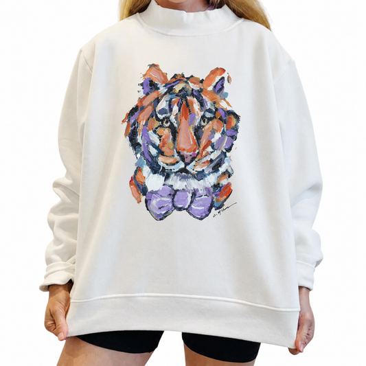"Tiger Bow Tie" Mock Neck One Size