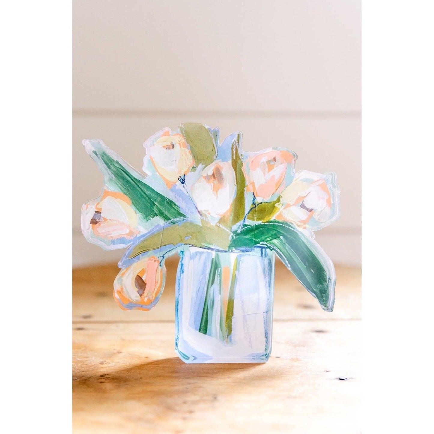 Bitty White Tulips Acrylic Bloom Block