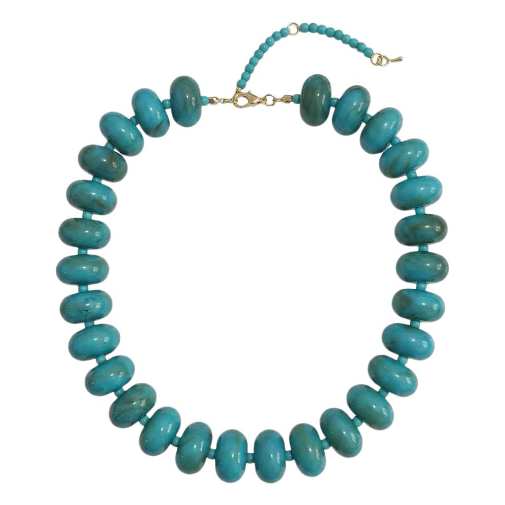 Turquoise- Marlan Chunky Beaded Necklace